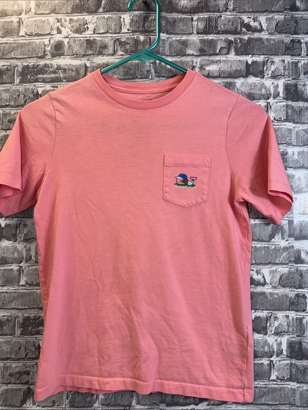 Vineyard Vines Pink Short Sleeve Pocket Tee with Whale